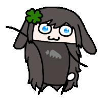 a cartoon drawing of a girl with bunny ears and a clover on her head