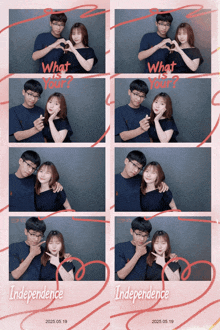 a couple making a heart with their hands and the words what is your on the bottom