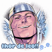 a drawing of thor with the words thor de leo written below him