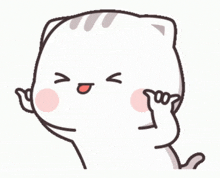 a cartoon cat is making a funny face and covering his ears