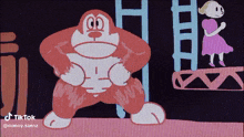 a cartoon of a gorilla standing next to a girl with a tiktok sticker