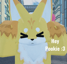 a cartoon character says hey pookie and looks angry