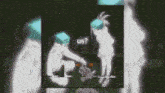 a cartoon of a boy and a girl with boxes on their heads and the words us on the bottom