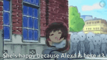 a cartoon girl says she 's happy because alexa is here