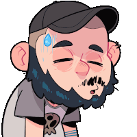 a cartoon of a man with a beard wearing a baseball cap