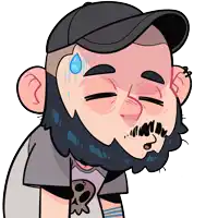 a cartoon of a man with a beard wearing a baseball cap
