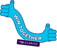 a blue sign that says win together clarios