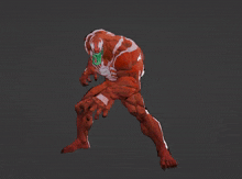 a 3d model of a red venom with white stripes on his body