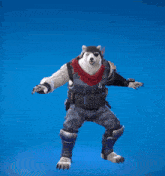 a polar bear in a camouflage outfit is dancing