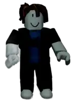 a roblox character wearing a blue shirt and black pants