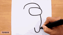 a person is drawing a letter g on a piece of paper with drawbook written on the bottom