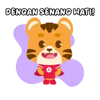 a cartoon of a tiger with the words dengan senang hati written above it