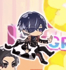 a cartoon character is flying through the air while holding a cow blanket .