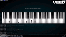 a computer screen shows a piano keyboard and the words " this room is set to "