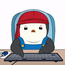 work tired computer working penguin
