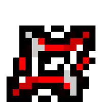 a pixel art drawing of a red , black , and white striped object on a white background .