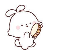 a drawing of a rabbit holding a tambourine .