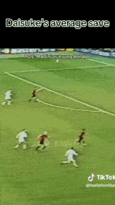 a video of a soccer game with the caption daisuke 's average save pov maldini vs young ronaldo