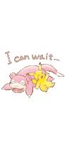 a drawing of a pikachu and a monkey with the words " i can wait " written on the bottom