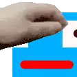 a close up of a person 's hand making a face .