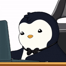 text work computer working penguin