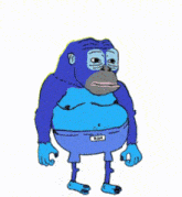 a cartoon of two blue gorillas standing next to each other on a white background