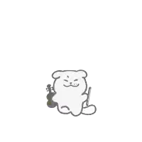 a drawing of a bear holding a violin on a white background