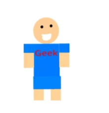 a person wearing a blue shirt that says geek on it