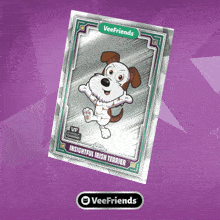 a veefriends insightful irish terrier card is displayed on a purple background