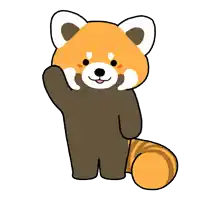 a cartoon illustration of a red panda waving its paw