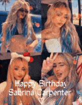 a collage of sabrina carpenter 's photos with the words happy birthday sabrina carpenter