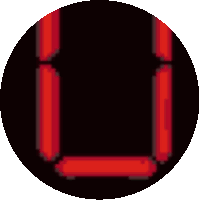 a pixel art drawing of a circle with a few clouds in it