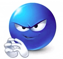 a blue smiley face with a white hand pointing at it
