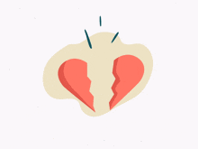 an illustration of a broken heart with a white circle around it