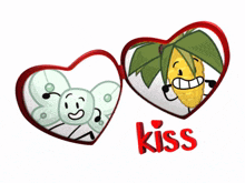 a picture of a butterfly and a corn on the cob with the word kiss underneath them