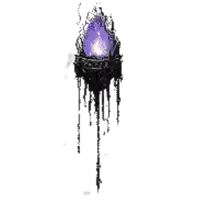 a black and white drawing of a purple light coming out of a hole .