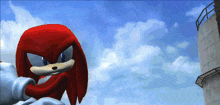 knuckles the echidna from sonic the hedgehog is standing in front of a blue sky