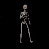 a skeleton is sitting on its knees on a black background and dancing .