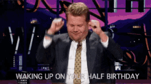 Waking Up On Your Half Birthday GIF - James Corden Half Birthday Waking Up On Your Half Birthday GIFs
