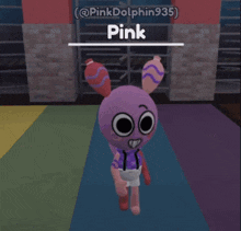 a stuffed animal with the name pink on the top