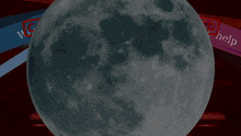 a full moon is displayed in front of a sign that says " help "