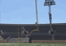 a football player is running on the field in a stadium .