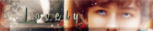 a close up of a person 's face with the words " lovely " above it