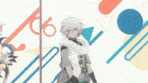 a drawing of a person holding a pole with the letter c visible