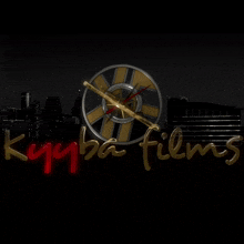 a logo for kyuba films with a clock in the middle
