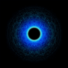 a blue circle with a black circle in the middle of it