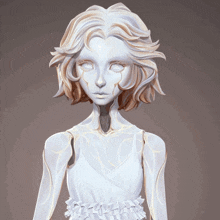 a statue of a girl with a white dress