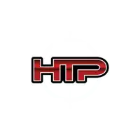 a red and black logo that says htp on a white background
