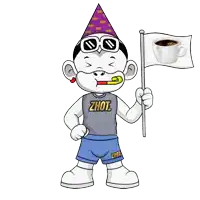 a cartoon character is wearing a shirt that says zhot