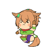 a cartoon drawing of a girl with a ponytail and ears